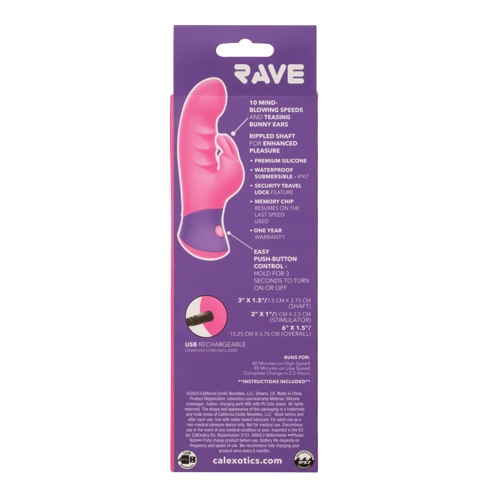 Rave Bunny Ribbed Silicone Mini Rabbit Vibrator - Image 6