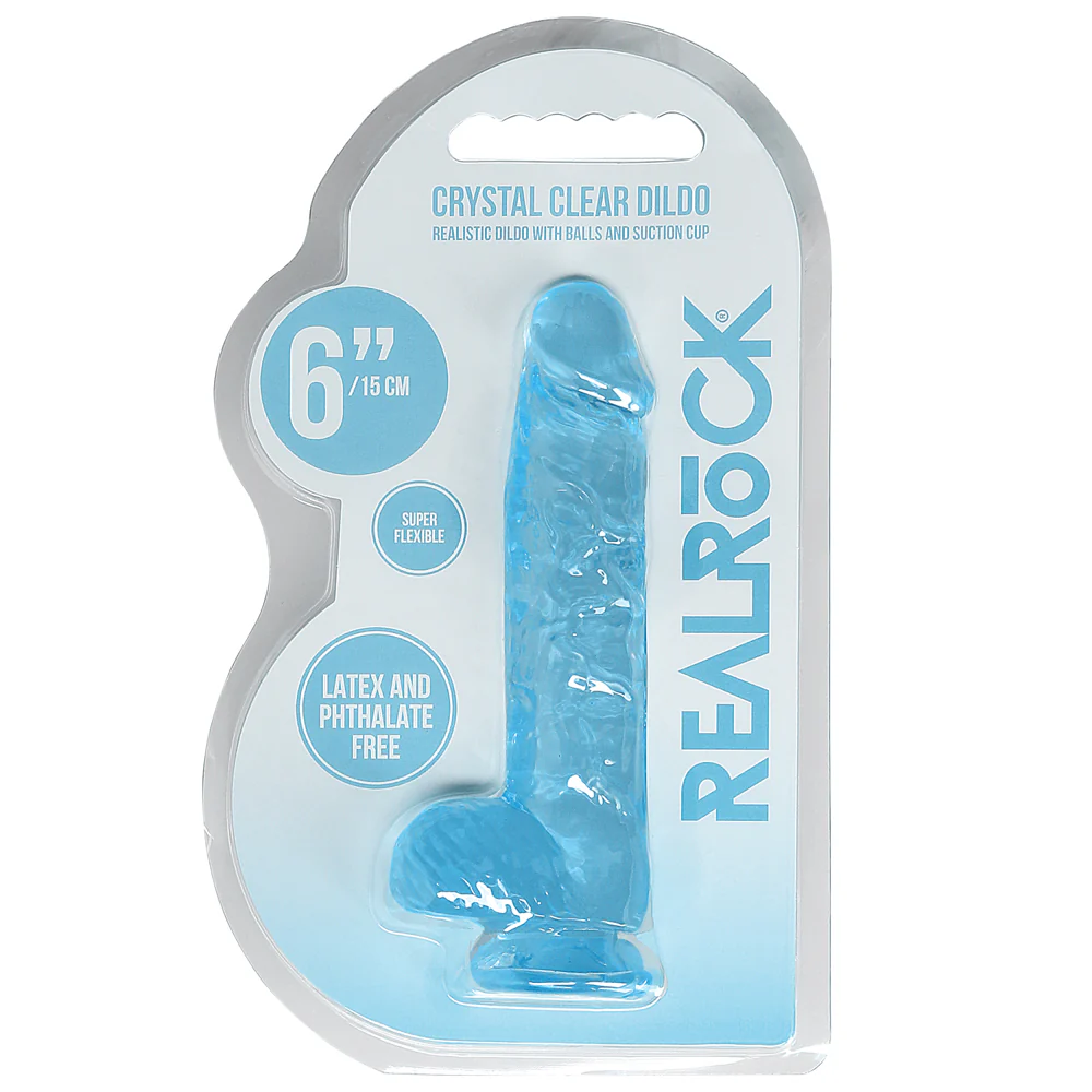 RealRock 6" Crystal Clear Realistic Dildo With Balls & Suction Cup - Image 4