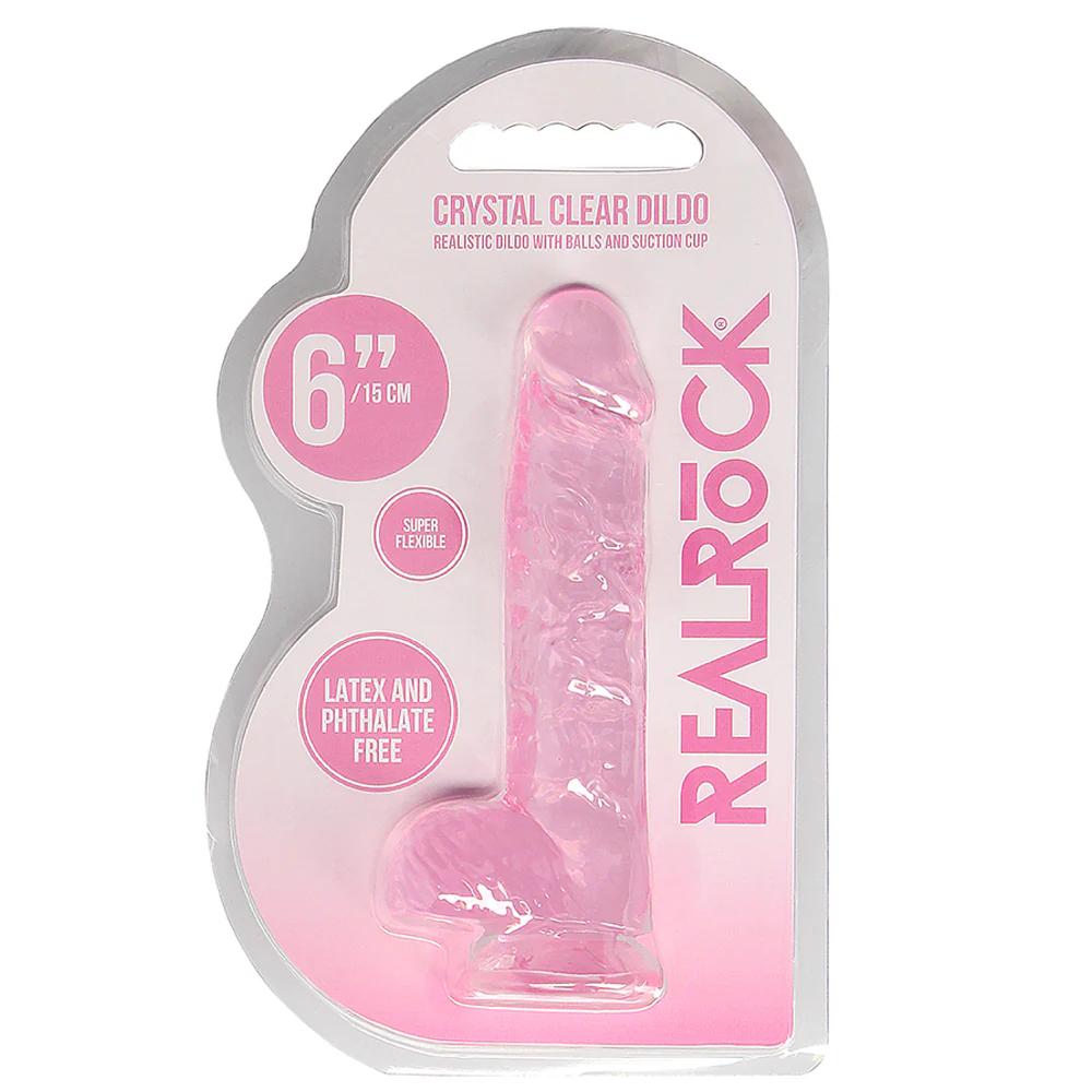 RealRock 6" Crystal Clear Realistic Dildo With Balls & Suction Cup - Image 9