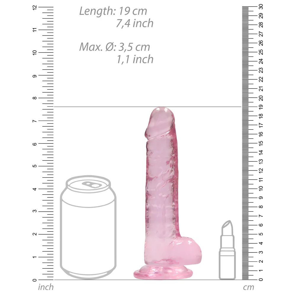 RealRock 7" Crystal Clear Realistic Dildo With Balls & Suction Cup - Image 12