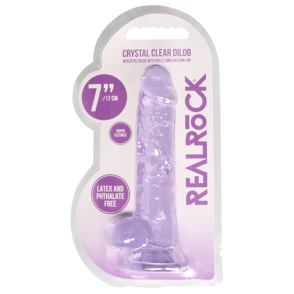 RealRock 7" Crystal Clear Realistic Dildo With Balls & Suction Cup - Image 3