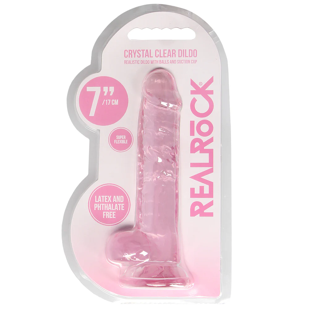 RealRock 7" Crystal Clear Realistic Dildo With Balls & Suction Cup - Image 7