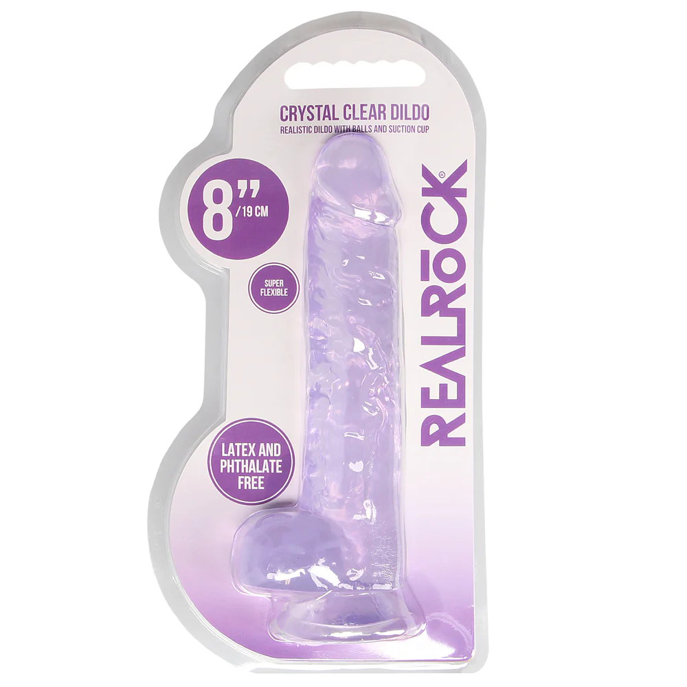 RealRock 8" Crystal Clear Realistic Dildo With Balls & Suction Cup - Image 10