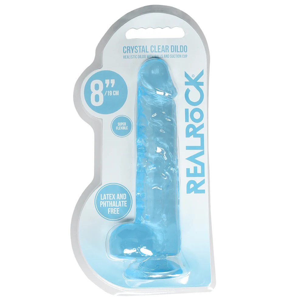 RealRock 8" Crystal Clear Realistic Dildo With Balls & Suction Cup - Image 3