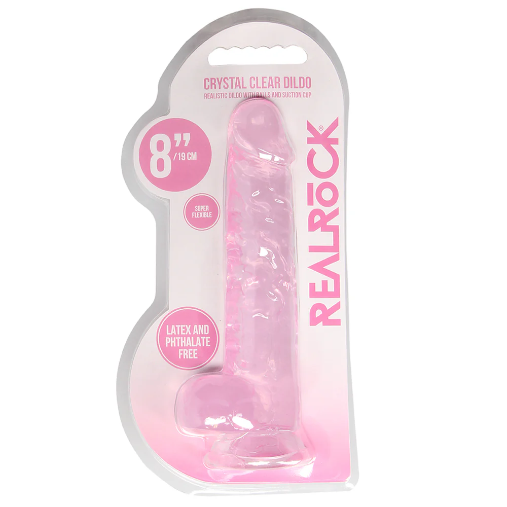 RealRock 8" Crystal Clear Realistic Dildo With Balls & Suction Cup - Image 7