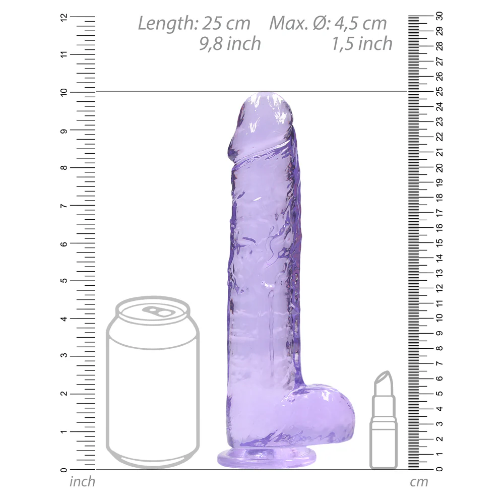 RealRock 9" Crystal Clear Realistic Dildo With Balls & Suction Cup - Image 10