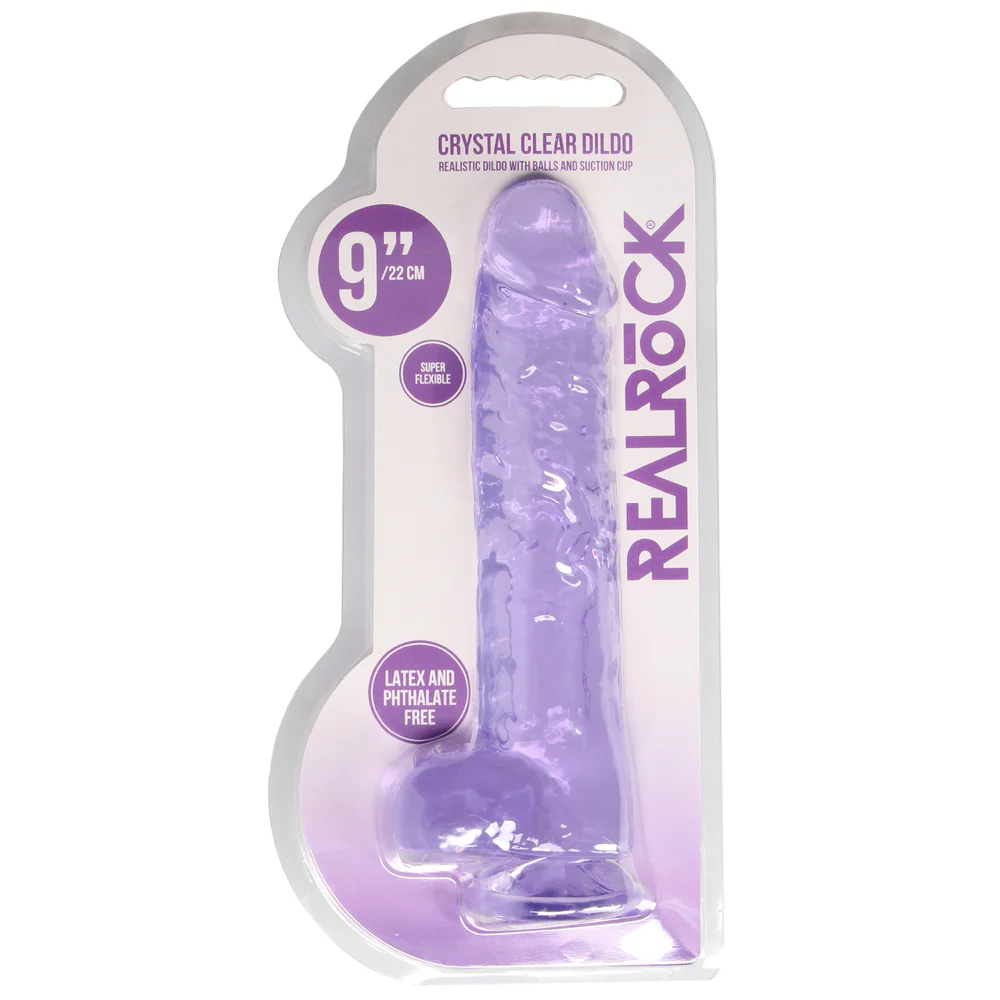RealRock 9" Crystal Clear Realistic Dildo With Balls & Suction Cup - Image 5