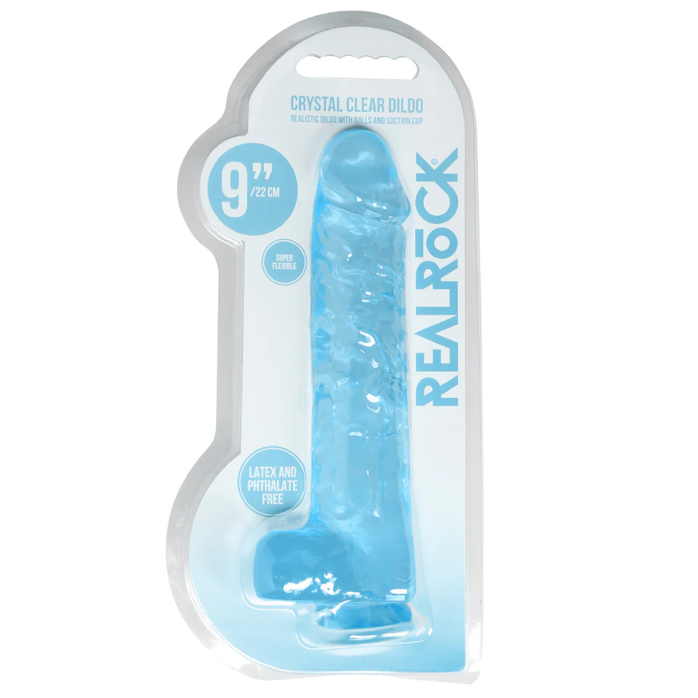 RealRock 9" Crystal Clear Realistic Dildo With Balls & Suction Cup - Image 8