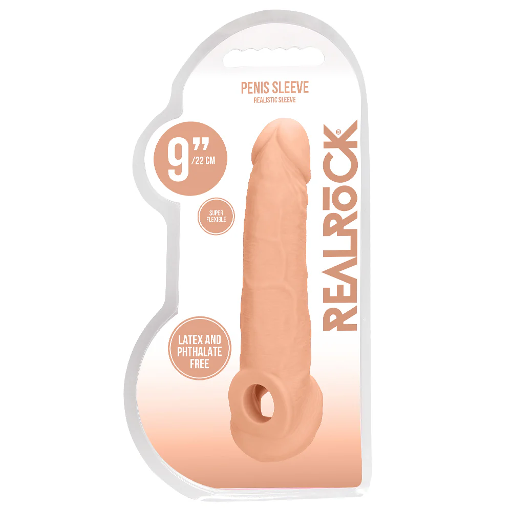 RealRock 9" Realistic Penis Extension Sleeve With Ball Ring - Image 10