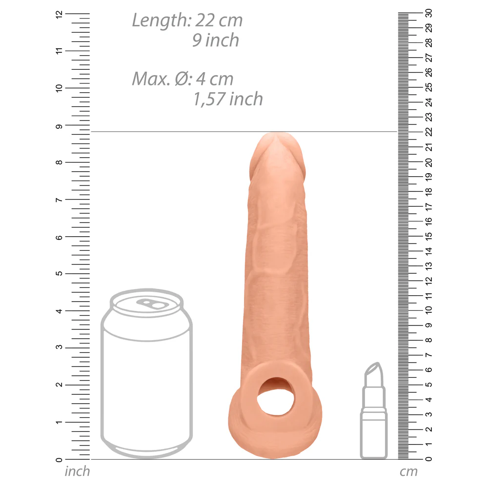RealRock 9" Realistic Penis Extension Sleeve With Ball Ring - Image 9
