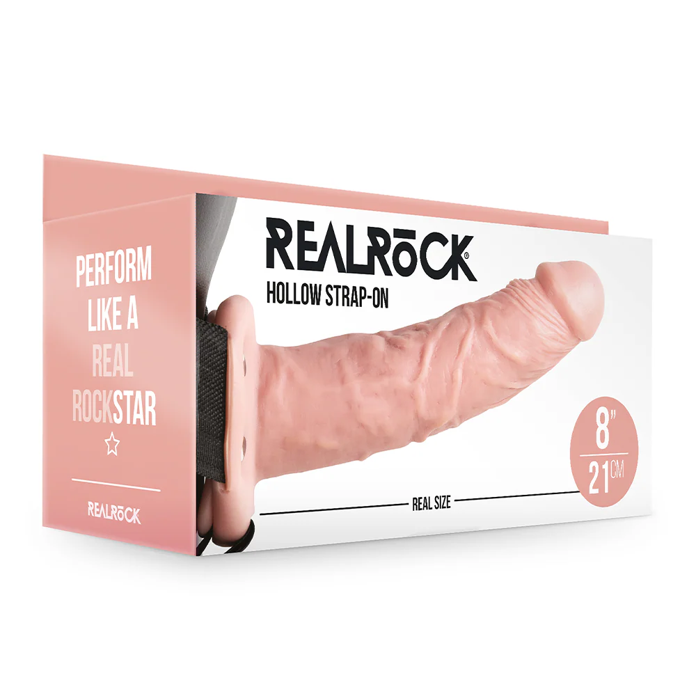 RealRock Realistic 8" Hollow Strap-On Dildo & Harness - Image 8
