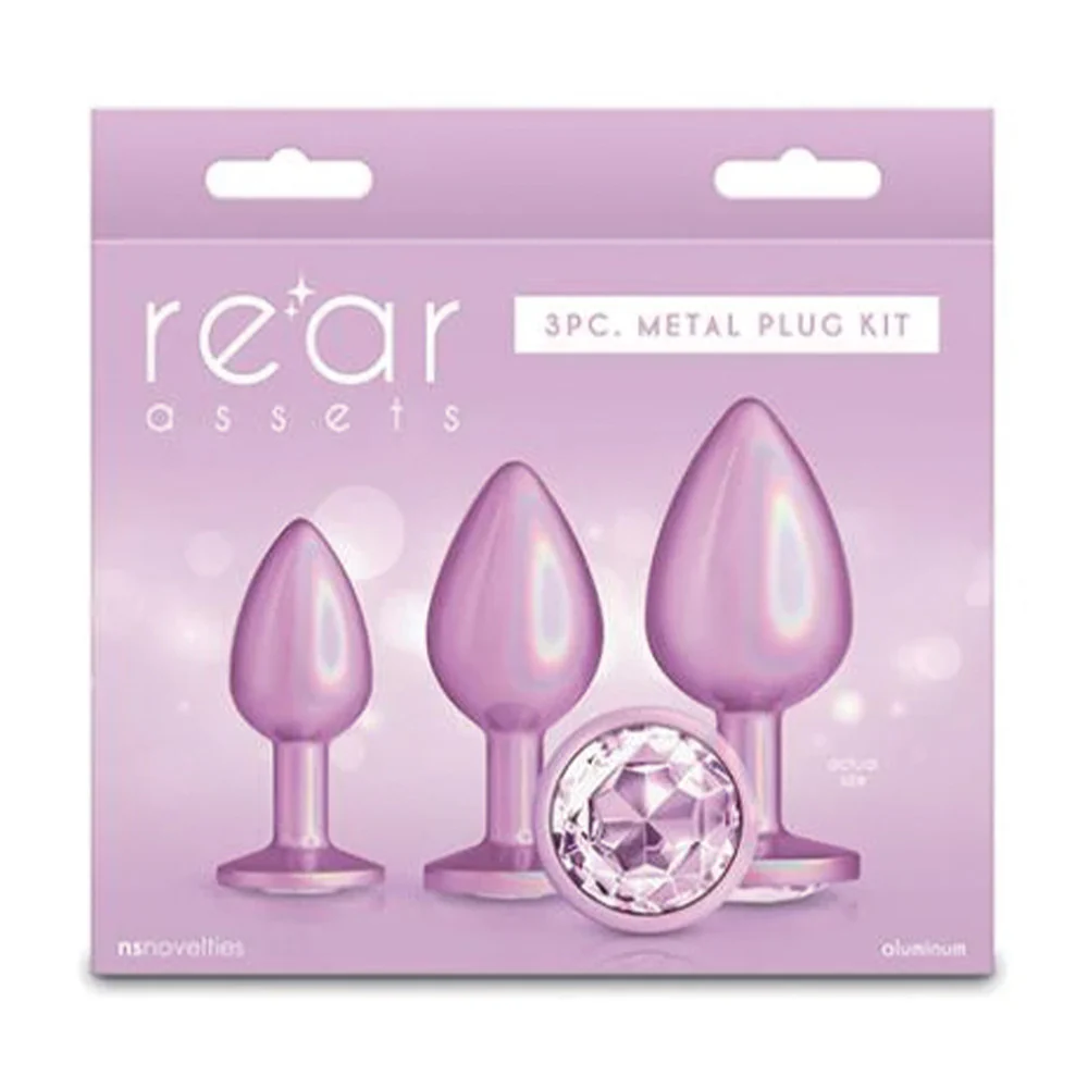 Rear Assets 3-Piece Iridescent Metal Plug Anal Training Kit - Image 3