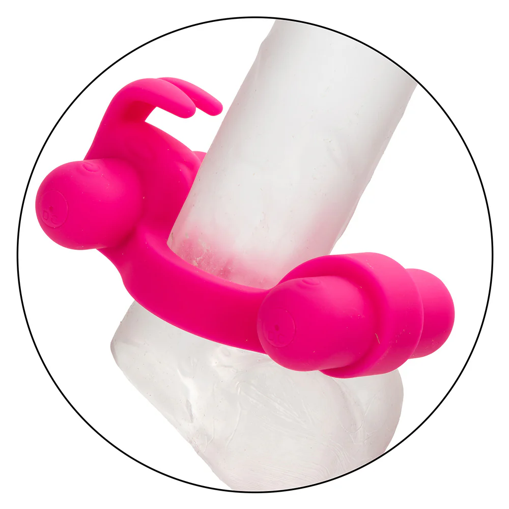 Rockin' Rabbit Rechargeable Vibrating Double-Ended Silicone Cock Ring - Image 6