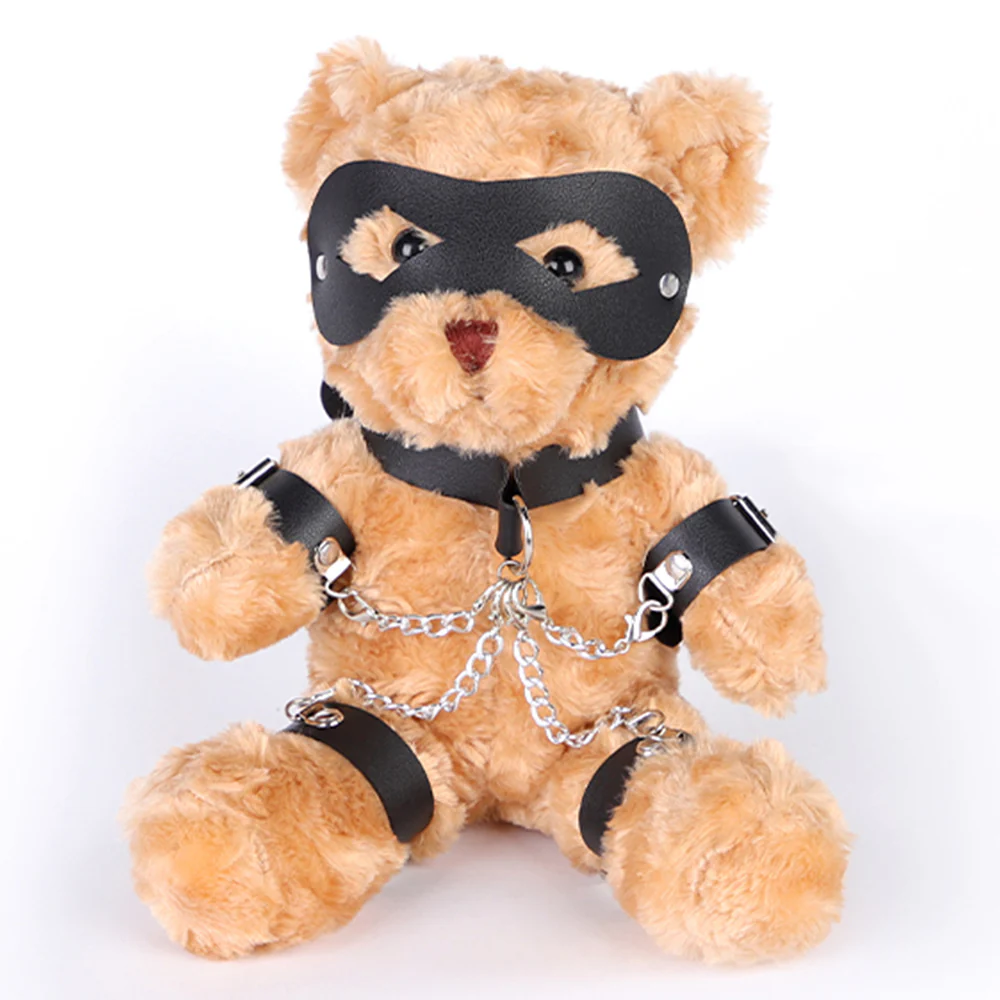 ZYL Large Faux Leather & Chain Harness Plush Bondage Teddy Bear - Image 2